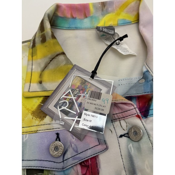 NWT Simply Art by Dolcezza Lightweight Vibrant Watercolor Abstract Jacket SZ M - Picture 3 of 4